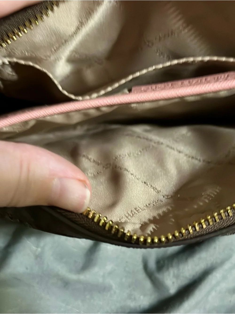 Michael Kors Brown Logo Crossbody with Pink Accents
